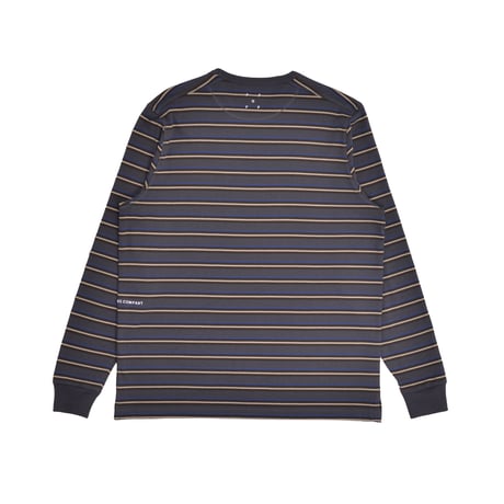POP TRADING COMPANY  STRIPED LONGSLEEVE POCKET T-SHIRT CHARCOAL