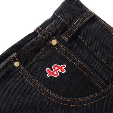 CASH ONLY LOGO BAGGY DENIM SHORTS WASHED BLACK