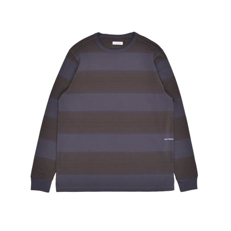 POP TRADING COMPANY POP STRIPED LOGO LONGSLEEVE T-SHIRT CHARCOAL/DELICIOSO