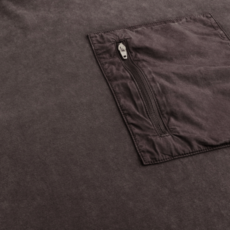 TOKEN ACID POCKET LONGSLEEVE TEE FADED WASH CHOCOLATE