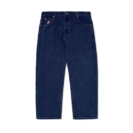 CASH ONLY LOGO BAGGY DENIM JEANS RAW INDIGO