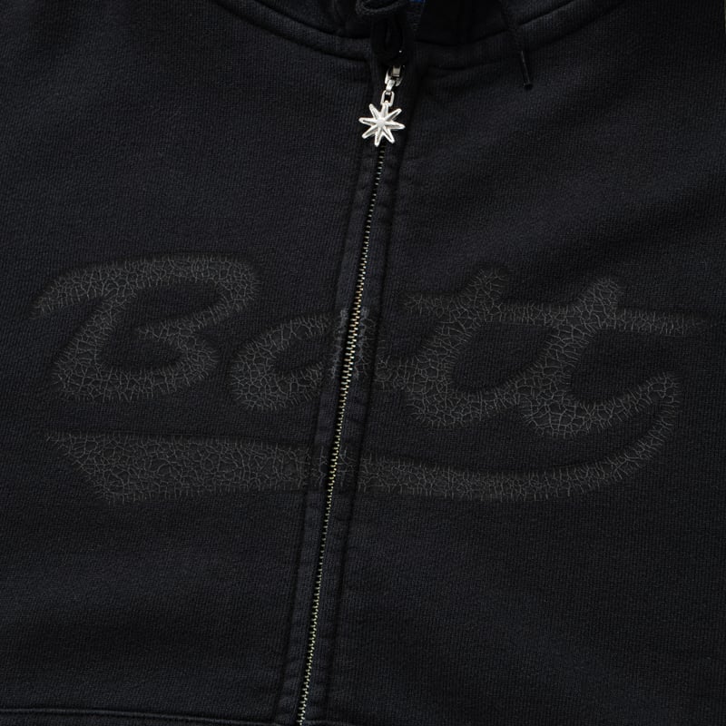 BoTT DYED SCRIPT LOGO ZIP HOODIE WASHED BLACK |