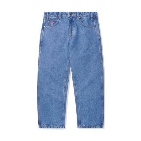 CASH ONLY LOGO BAGGY DENIM JEANS WASHED INDIGO
