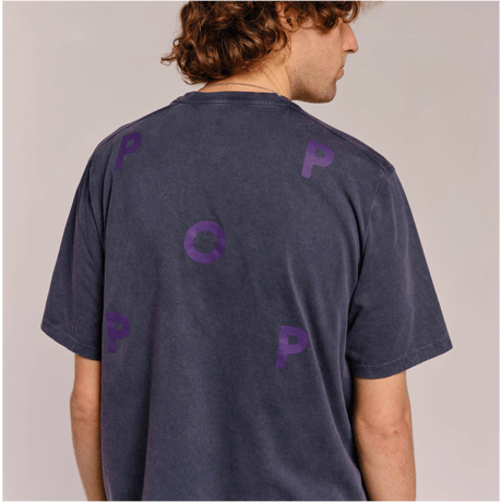 POP TRADING COMPANY LOGO T-SHIRT WASHED NAVY