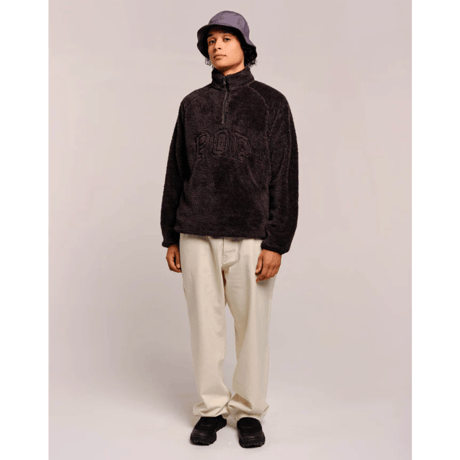 POP TRADING COMPANY ARCH HALFZIP FLEECE SWEAT CHARCOAL