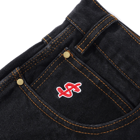 CASH ONLY LOGO BAGGY DENIM SHORTS WASHED BLACK