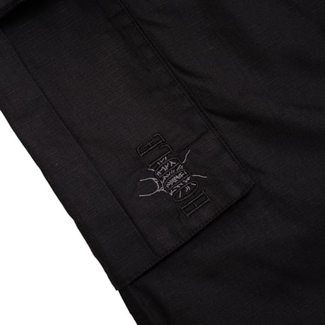 HODDLE PLEATED RIP-STOP CARGO PANTS BLACK/BLACK