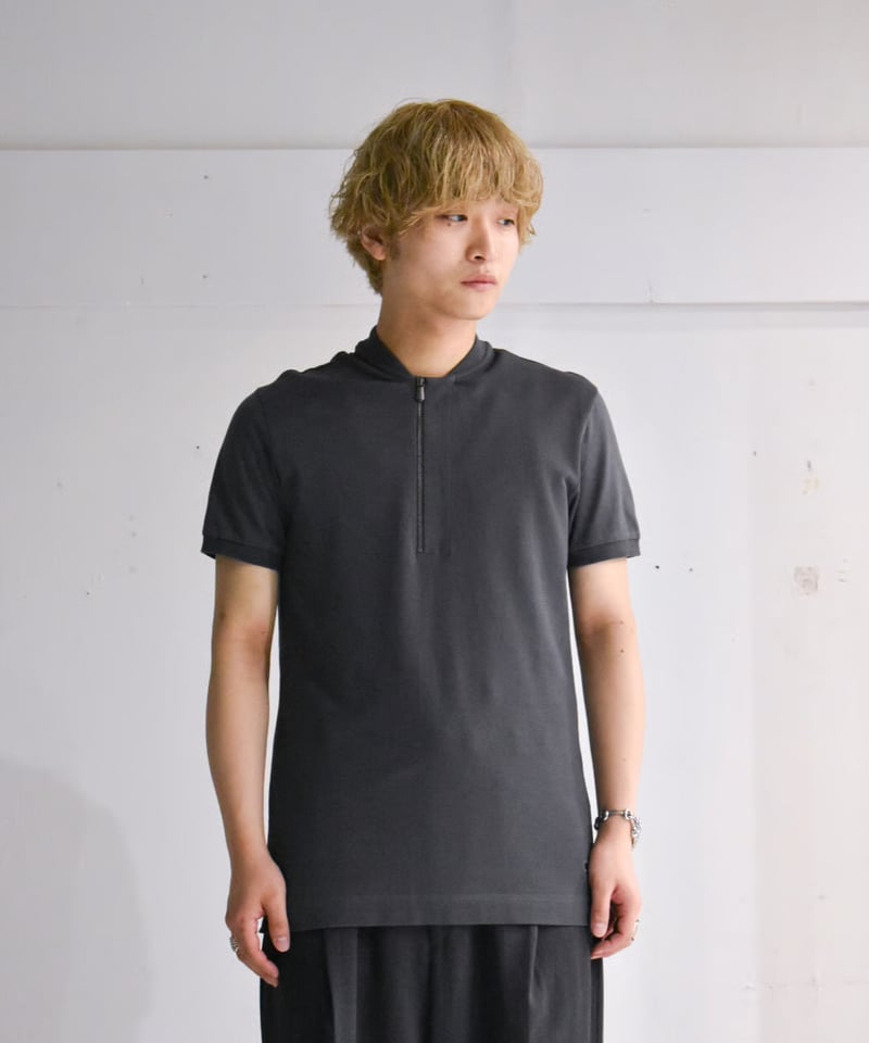 BOTTEA VENETA ノースリーブシャツ ライトグレー メランジェクラッシュド コットン プリント