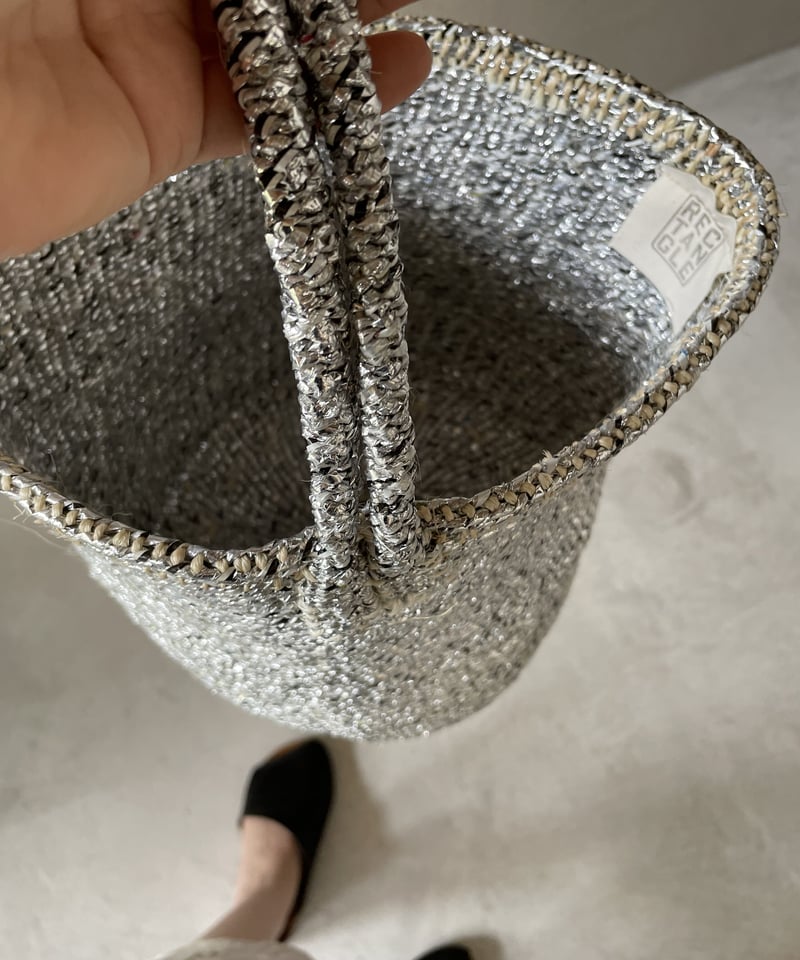 RECTANGLE Silver basket small tote | permane RECTANGLE Silver basket small tote | permane