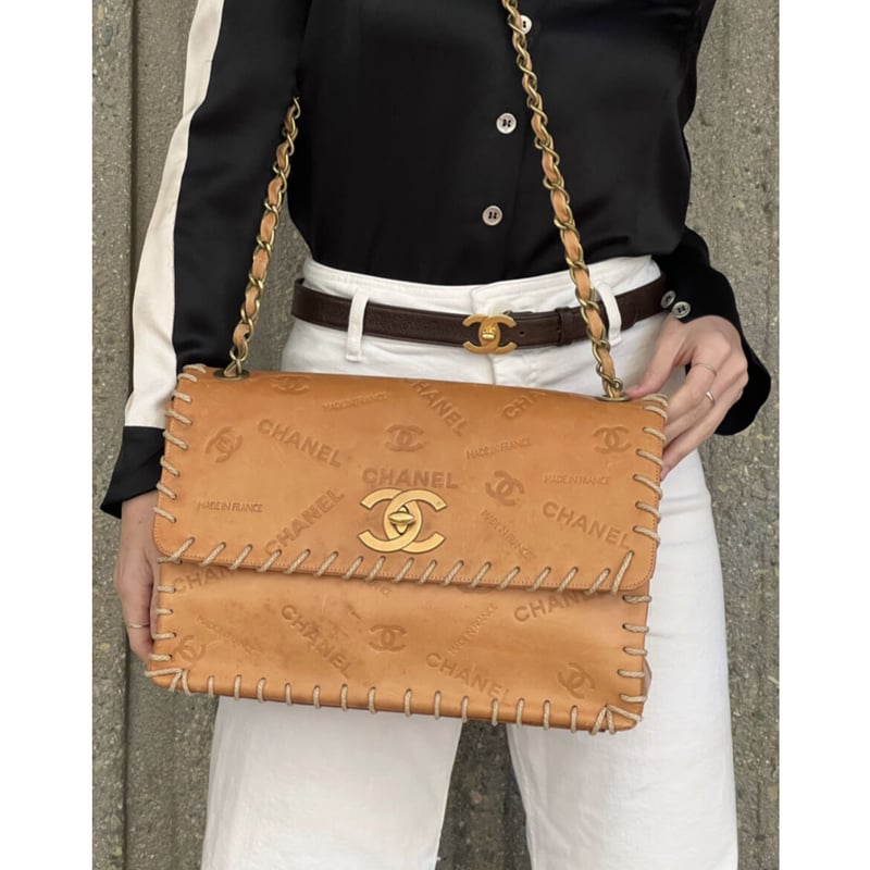 CHANEL VINTAGE WESTERN CC LOGO JUMBO MAXI BAG | CHANEL VINTAGE WESTERN CC LOGO JUMBO MAXI BAG |