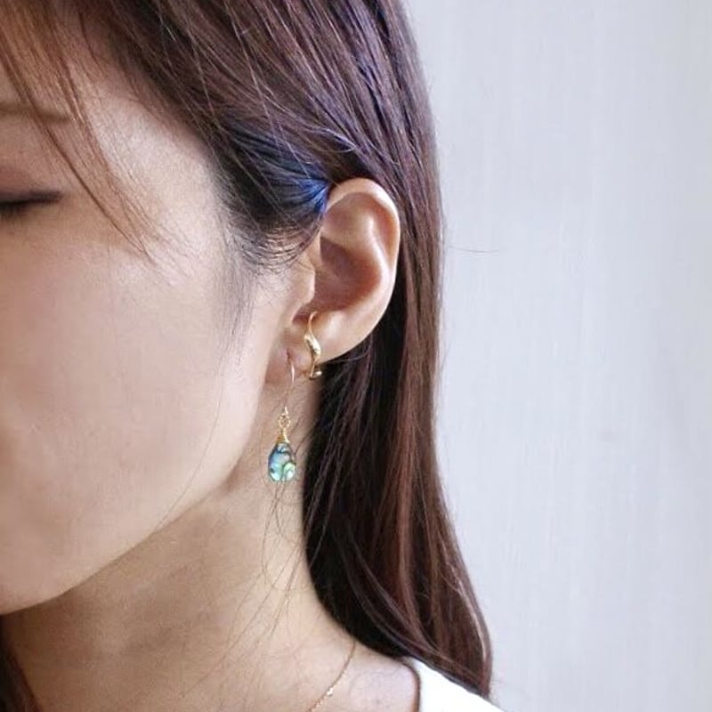 限定品14kgfBIGアバロンシェルパウア貝ティアドロップピアス アバロン