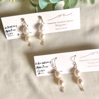 【高品質】淡水パールドロップ×ジルコン ピアス・イヤリング