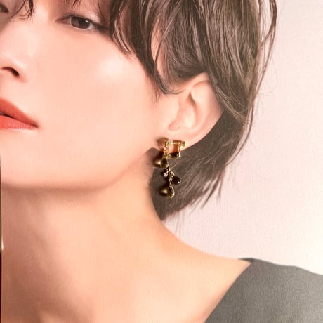 シャンパンクォーツ×ジルコン×水晶 ピアス・イヤリング
