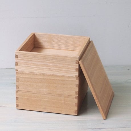 松屋漆器店　白木　5寸三段重　内白木
