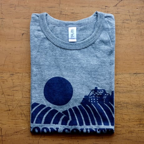 FULL MOON T-Shirts Gray×Navy L
