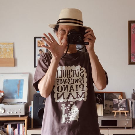 LONESOME PIANOMAN T-Shirts Charcoal×Ivory