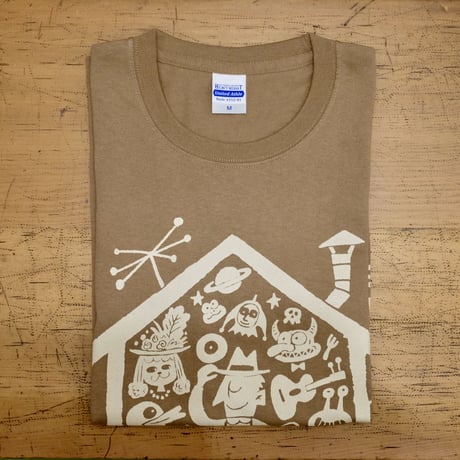 LIVING ROOM LIVE T-Shirts Brown×Ivory
