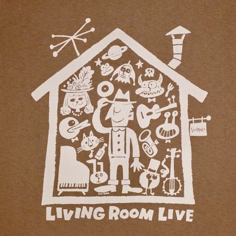LIVING ROOM LIVE T-Shirts Brown×Ivory