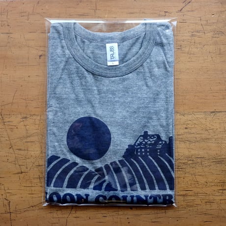 FULL MOON T-Shirts Gray×Navy L