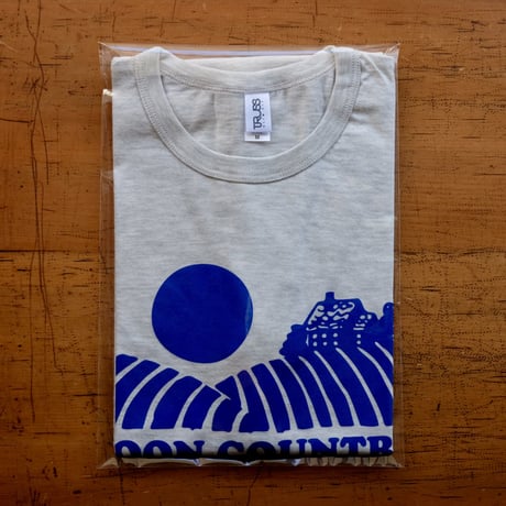 FULL MOON T-Shirts Oatmeal×Blue M