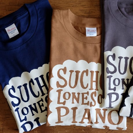 LONESOME PIANOMAN T-Shirts Navy×Ivory