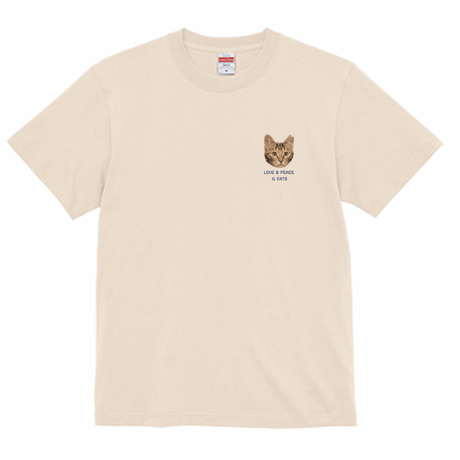 耳カット猫Tシャツ　 ナチュラルD
