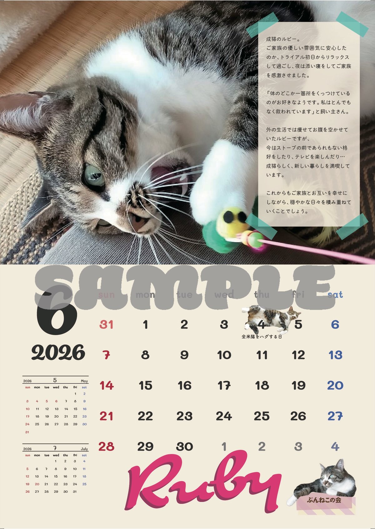 ぶんねこよみ 2026年4月始まりチャリティーカレンダー | ぶんねこの会