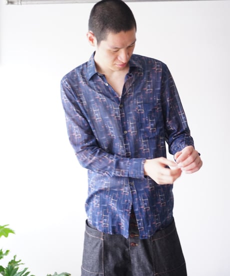 【Vintage】80's France sheer shirt