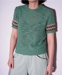 【vintage】handmade knit T green