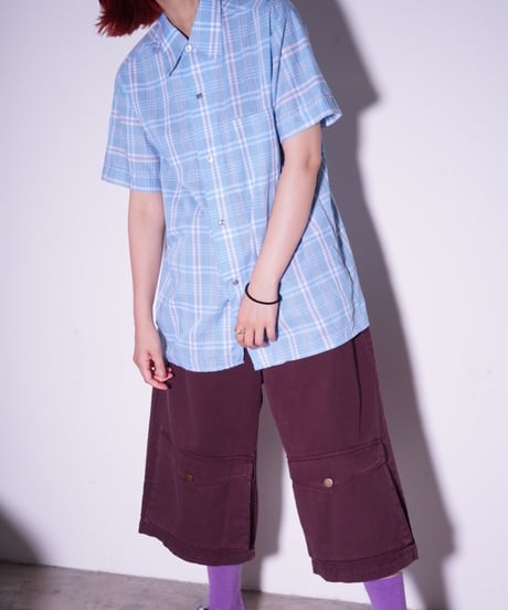 【Vintage】70-80's square cut check shirt