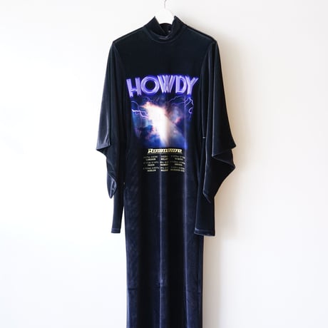 【YOHEI OHNO】Band T Velor Dress "HOWDY"