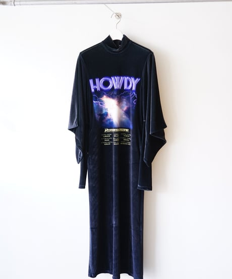 【YOHEI OHNO】Band T Velor Dress "HOWDY"