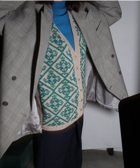 【vintage】Italy baroque pattern knit vest