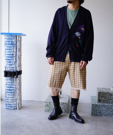 【used】net pattern post modern cardigan