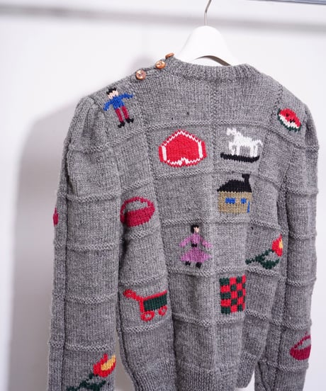 【vintage】hand knitting characters sweater