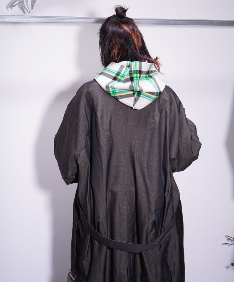 WATARU TOMINAGA】melton hoodie / plaid black | 