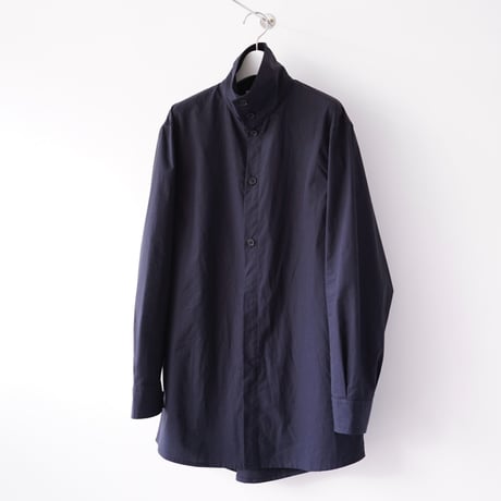 【THE HINOKI】Organic Cotton Poplin Stand Collar Shirt［black］