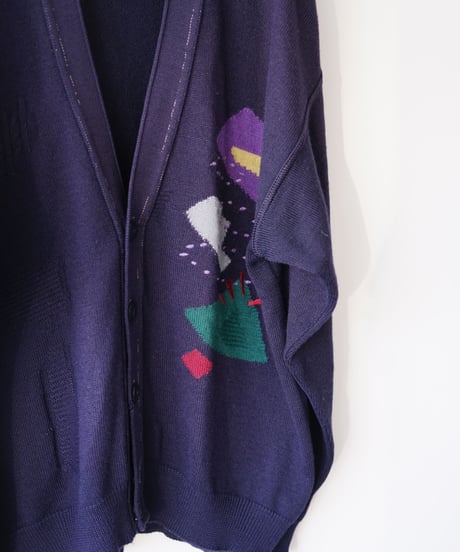 【used】net pattern post modern cardigan