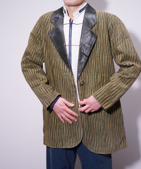 【used】90's-00's  pig leather print tailored jacket