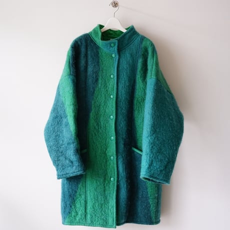 【used】wool gradation stand collar coat