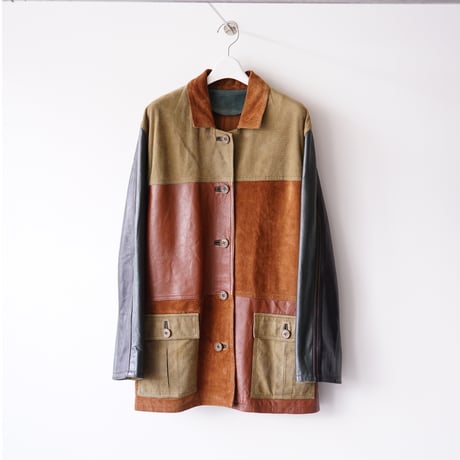 【used】Italy switching design leather jacket