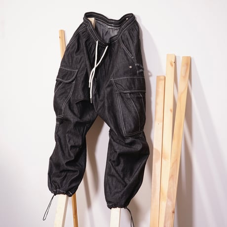 【used】00's black denim cargo pants