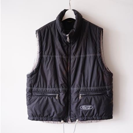 【used】00's "SORRY" white stitch padding vest