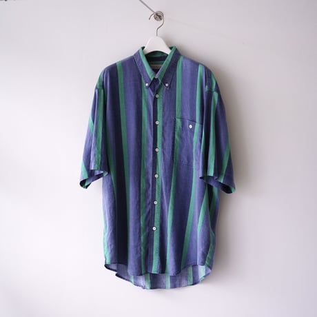 【used】thick stripes design S/S shirt