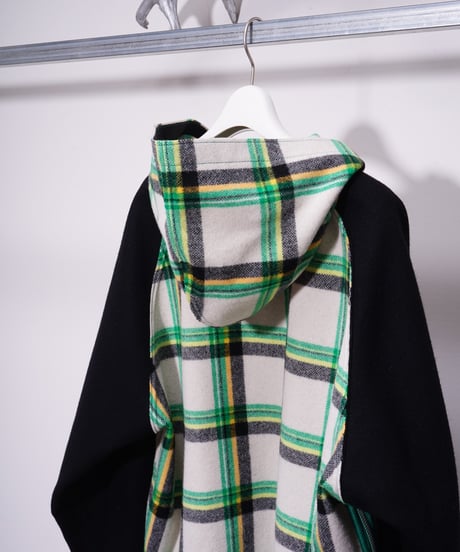 【WATARU TOMINAGA】melton hoodie / plaid black