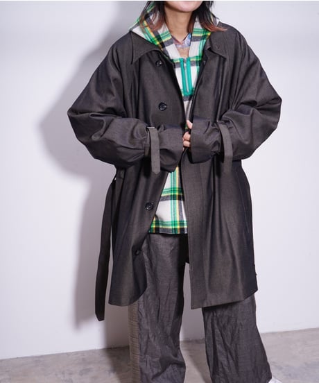 【WATARU TOMINAGA】melton hoodie / plaid black