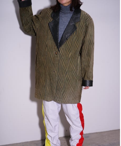 【used】90's-00's  pig leather print tailored jacket