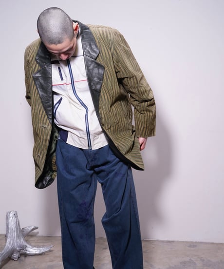 【used】90's-00's  pig leather print tailored jacket