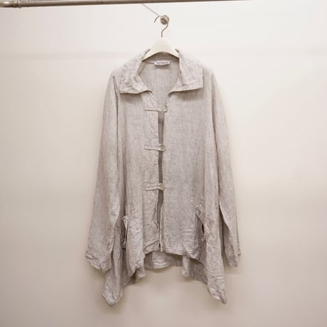 【used】90's linen A line L/S shirt