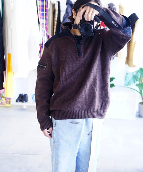 【used】90's PAUL&SHARK half zip sweater